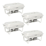 Garvee Chafing Dish Buffet Set, Rectangle Catering Warmer Server, Set of 4 - White