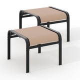 Garvee Outdoor Patio Footstools Set of 2, Aluminum Ottoman Footrests with Breathable Textilene Fabric, Weather-Resistant Outdoor Footrests for Patio, Deck, Garden & Poolside,Khaki - Khaki