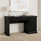 Garvee Fluted Home Office Desk Storage, 54 in Modern Executive Desk with Charging Station, Wooden Computer Writing Desk with File Drawers for Study Room (Black, 54.0”L x 21.6 in D x 30.0 in H) - Black