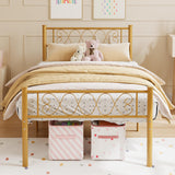 Garvee Metal Twin Bed Frame - Headboard and Footboard with Iron Heart Design, Twin Size Platform Bed for Boys and Girls, No Box Spring Needed, Easy Assembly - Gold