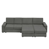 Garvee Oversized Modular Kids Sofa - Triple Chaise Lounge Convertible Sleeper, Deep Seat with Wide Armrests & Soft Backrest, Modern Gray Corduroy - Comfy Cloud Design for Living Room & Family Spaces - Color: System Default