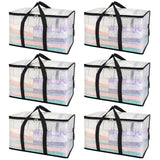 Garvee 6-Pack Extra Large Clear Moving Bags, Heavy-Duty Storage Totes with Zipper & Reinforced Handles, Collapsible Closet Organizer for Clothes/Bedding/Blankets - Transparent, 69 x 35 x 38 cm - Transparent