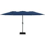 Garvee 9' x 15' Patio Umbrella with Base,  Heavy Duty Rectangular Outdoor Umbrella, UV & Weather-Resistant Oxford Canopy, Navy Blue