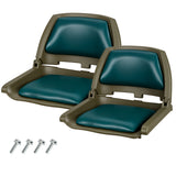 Garvee 20-Inch Wide Marine-Grade Foldable Boat Seats 2-Pack, Low Back Molded Boat Cabin Seating with UV-Resistant Vinyl Cushions, Universal 5"x5" Bolt Pattern for Fishing Boat, Pontoon - Dark Blue