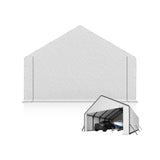 Garvee Carport Replacement Door Panel, 13 FT Wide 220 GSM Polyethylene Tarp with Zippered Door, 110° Roof Angle, UV-Resistant White End Panel for Metal Carports