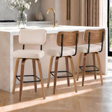 Garvee Set of 3 26 Inch Swivel Counter Height Bar Stools with Back, Bentwood Legs & Faux Leather Upholstery for Kitchen Counter