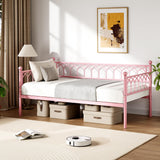 Garvee Twin Size Daybed, Sofa Bed Frame with Metal Steel Slat Support, Heavy Duty Metal Bed Frame, Space Saving, Easy Assembly, for Small Spaces, Living Room, Bedroom, Apartment, Pink - Twin