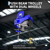 Garvee 1 Ton Electric Hoist Beam Trolley, 2200 lb Adjustable I Beam Trolley, Fits PA200 to PA500 Hoists, Blue