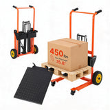 Garvee collapsible Hydraulic Material Lift Winch Stacker - 450 lb Capacity - 35.8 in Max Lift - Removable Platform Lift Table Cart - 360° Swivel Casters - Yellow