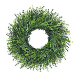 Garvee 20 Inch Artificial Boxwood & Eucalyptus Wreath for Front Door - Summer Greenery, Weather-Resistant Year-Round Indoor/Outdoor - Optional Detachable Bow - Home Wall, Wedding & Party Decor - Green