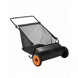 Garvee 26" Push Lawn Sweeper, 7 Cu.Ft. Hopper Leaf Collector with 4 Spinning Brushes, Adjustable Height Yard Sweeper for Grass Clippings, Leaves & Light Debris