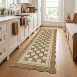 Garvee Scalloped Jute Runner Rug - Washable Non-Slip Carpet - Farmhouse Entryway, Kitchen, Hallway, Porch, Balcony, Office - Indoor Outdoor - Flaxen Color, 2x6ft - Jute