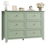 Garvee 6 Drawer Dresser for Bedroom, 47.2" Wide Modern Large Chest of Drawers with Metal Knobs, Wooden Clothes Storage Organizer for Closet, Nursery, Living Room, Apartment, Sage Green - Sage Green