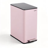 Garvee Soft-Close 4 Gallon Stainless Steel Step Trash Can - Slim Compact Kitchen Garbage Bin, Removable Inner Bucket, Pedal Wastebasket for Bathroom/Office/Bedroom - Color: Pink - Pink