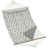 Garvee Double Quilted Outdoor Hammock, 137.8" x 78.74" 2-Person Patio Hammock with Pillow, Side Pockets & 450 lb Capacity，Gray Geometric - Gray Geometric