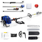 Garvee 52cc Gas Pole Saw, 12" Bar 2-Stroke Tree Pruner with 16 ft Reach, 1200 ml Fuel Tank, Shoulder Strap, Gas-Powered Chainsaw for Tree Trimming - Blue