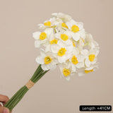 Garvee Pastoral Style Artificial Silk Daffodil Bouquet – 6pcs Faux Narcissus Arrangement – Home, Wedding, Office, Party, Garden Decor – Realistic Flowers, White
