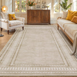 Garvee Washable Area Rug with Non-Slip Backing, Ideal for Living Room, Dining Room - Camel