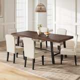 Garvee Industrial Dining Table Seats 6-8, 78.74" Extra Long, Heavy-Duty Metal Legs, MDF Laminate Top, Adjustable Feet, Rustic Birch, Dining Room & Office - Dark Rustic Birch