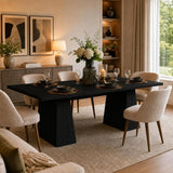 Garvee Modern Farmhouse 71" Rectangular Dining Table for 6-8 – Heavy-Duty Wooden Table – Sturdy Legs – Spacious Mark-Resistant Desktop – Dining Room, Home, Office – Black Embossed - Black