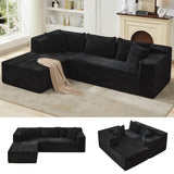 Garvee Boneless Couch, 106" Left Corduroy Cloud Couch Sectional, Vacuum Compressed Couch, L-Shaped Modular Sectional Couch with Chaise Lounge, Boneless Couch for Living Room, Comfy Compact Sofa Set