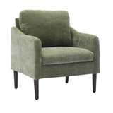 Garvee Cloud-Inspired Comfort Curved Armchair - Mid-Century Modern Accent Chair with Chenille Fabric, Ergonomic Lounge Chair, Single Sofa for Living Room, Bedroom, Office - Green Chenille - Chenille | Beige