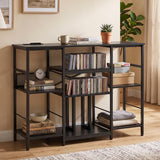 Garvee 3-Tier Large Wooden CD Storage Shelf – Vertical Media Organizer – For CDs, DVDs, Books, Games, Vinyl Records – Record Player Stand – Black - Black