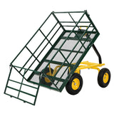 Garvee 1500 LB Garden Dump Cart with 13 in All Terrain Tires, 3-in-1 Yard Wagon Cart with Removable Side Panels, Heavy Duty Outdoor Metal Utility Wagon Yard Trailer for Outdoor Lawn, Yard, Backyard - Green & Black