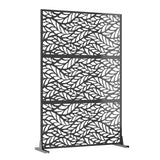 Garvee 74" x 47"  Metal Privacy Screen for Patio, Balcony, Deck & Garden, Freestanding Galvanized Steel Panel, 70%-80% Privacy, Rustproof Outdoor Room Divider - 74" X 47"