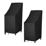 Garvee 2-Pack 600D Oxford Stackable Patio Chair Covers, Waterproof UV-Resistant Outdoor Barstool Covers with Drawstring, Fits up to 27" × 27" × 49", Black - Black