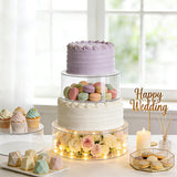 Garvee 3 Piece Clear Acrylic Cake Stand with LED Lights, 6/8/10 in Round Fillable Cake Display Riser with Labels, Dessert Table Display Stand for Part Wedding Birthday