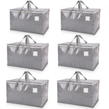 Garvee 6-Pack Extra Large Clear Moving Bags, Heavy-Duty Storage Totes with Zipper & Reinforced Handles, Collapsible Closet Organizer for Clothes/Bedding/Blankets - Gray, 69 x 35 x 38 cm - Gray