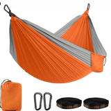 Garvee Double Camping Hammock for Adults, 10 ft x 6.5 ft Portable 210T Nylon Hammock with Tree Straps, D-Rings & Storage Bag, 500 lbs Capacity, Lightweight Outdoor Hammock for Camping, Hiking, Beach & Backyard, Orange/Gray