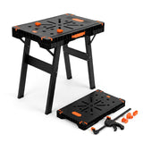 Garvee 2-in-1 Folding Work Table & Heavy-Duty Sawhorse - 35" x 23" Portable Workbench - 300 lbs Load, 1000 lbs Support Stand - Lightweight 30 lbs - For Garage, Workshop, Jobsite - Quick Open