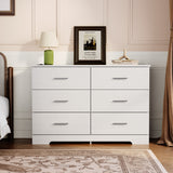 Garvee Modern 6-Drawer Dresser for Bedroom - Wood Chest of Drawers with Metal Handles - Storage Organizer for Living Room, Entryway & Hallway - Color: White - White