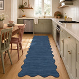 Garvee 2' × 6' Solid Border Runner Rug, Machine Washable Non-Slip Low-Pile Rug for Hallway, Kitchen & Entryway, Navy - Navy