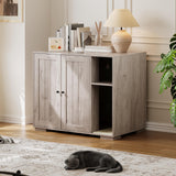 Garvee Dog-Proof Large Cat Litter Box Enclosure with Scratch Pad, Automatic Cleaning, Power Outlet, Wood Material, Dog-Proof Shelf, Spacious Design, Home Use - Gray