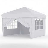 Garvee 10' × 10' Pop Up Canopy Tent with 4 Removable Sidewalls, UPF 50+ Outdoor Shelter with 3 Height Settings, Steel Frame, Carry Bag, Stakes, Ropes and Sandbags, White