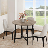 Garvee 31.5" Round Dining Table for 4 People, Modern Wood Circle Kitchen Table with Sturdy Industrial Metal Frame, Small Space Saving Dining Room Table for Apartment & Breakfast Nook, (No Chairs), Gray - Grey