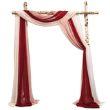 Garvee 2.5x19.5 ft Wedding Arch Draping Fabric, 3 Panels Draping Fabric Arbor Drapery for Party Bridal Ceremony Backdrop Wedding Stage Reception Decorations, Wine Red, Dusty Pink & Light Pink - Red