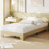 Garvee Wood Platform Bed Frame Twin Size with Wood Slat Support, Noise-Free Design, Particle Board, Easy Assembly, Underbed Storage, Bedroom - Natural Oak