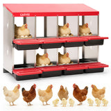 Garvee 8-Compartment Metal Chicken Nesting Box, Roll Away Poultry Laying Box with Sloped Anti-Perch Roof, 41.7"x12.8"x30.9", Red - Red