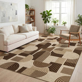 Garvee Area Rug for Bedroom Kitchen Living Room Bathroom with Foldable Carpet, Printed Carpet, Geometric Pattern Carpet, Easy to Clean Carpet, and Soft Carpet - Brown
