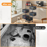 Garvee No Assembly Needed 5-Tier Metal Mesh Kitchen Storage Cart – Rotating Baskets & Top Lid – Mobile Fruit, Vegetable, Snack & Pantry Organizer – Durable & Space-Saving – Black