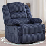Garvee Rocking Recliner Chair for Adults Wide 360° Swivel Rocker | Recliner with Cup Holder Nursery Glider with Upholstered Deep Seat Corduroy Lazy boy Chair for Living Room, Blue - Jumbo Cord-Blue