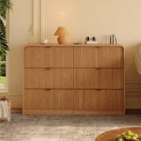 Garvee Fluted 6-Drawer Dresser, Modern Bedroom Storage Chest with Rounded Edges, Wood Finish, Wide Storage Furniture for Bedroom, Living Room & Hallway - Oak