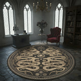 Garvee 6ft Round Snake Gothic Area Rug, Washable Non-Slip Low Pile Carpet, Dark Gray Animal Art Rug for Living Room Bedroom Dining Room - Dark Gray