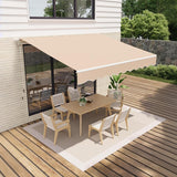 Garvee 12x10 ft Retractable Patio Awning – Waterproof UV50+ Sun Shade, Manual Crank, Aluminum Frame, Durable Outdoor Deck, Porch & Balcony Cover