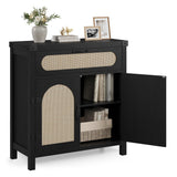 Garvee Modern Rattan Sideboard Storage Cabinet – Adjustable Shelves & Drawer – Freestanding Entryway Organizer – Versatile Buffet Credenza for Living Room, Dining Room, Kitchen or Hallway – Black, System Default_1