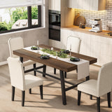 Garvee Industrial Dining Table for 2-6 – Rectangular Kitchen & Dining Room Table – Sturdy Metal Legs – Space-Saving for Apartment, Home Office – Modern Rustic – Brown 1400